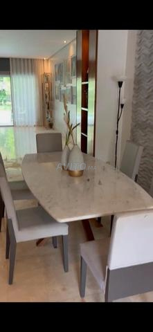 Magnifique Table à Manger en Marbre Blanc & Bois