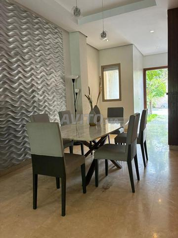 Magnifique Table à Manger en Marbre Blanc & Bois