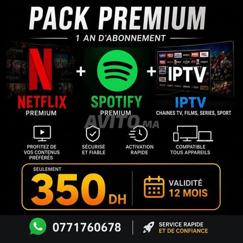 PACK IPTV SPOTIFY NETFLIX 12 MOIS 350DH🔥🔥👀