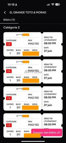 4 Tickets Mawazine Toto Morad