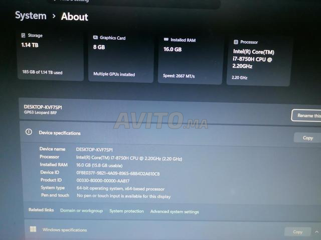 MSI GTX 1070 8GB VRAM i7 8750H 16RAM 512SSD - 2
