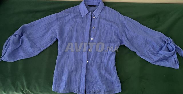 Chemise ZARA rayée et lacée en bleu