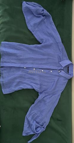 Chemise ZARA rayée et lacée en bleu - 2