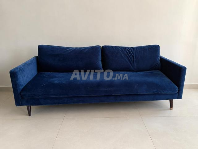 Canapé bleu en velours Kitéa – 2,30 m - 2