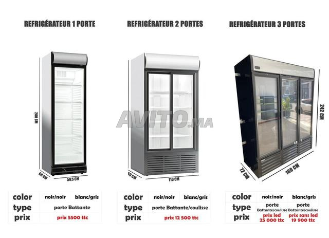 Réfrigérateurs professionnels vitrés 1, 2, 3 portes