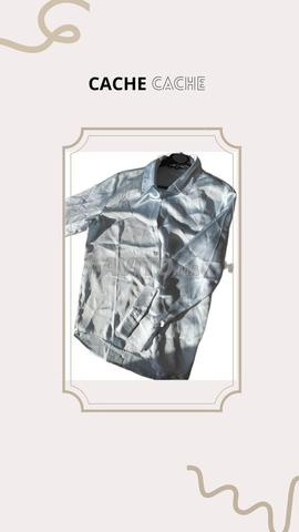 Jupe-short & Chemise satin bleu ciel Jaune Beurre - 2