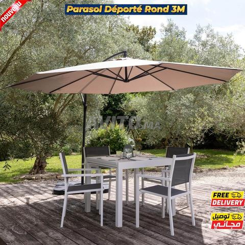 Parasol Déporté Rond 3M Taupe - 2