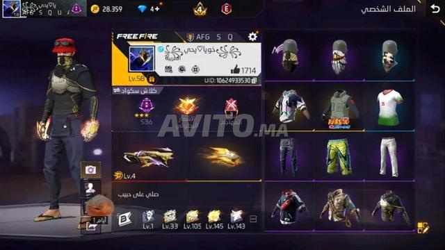 Compte Free Fire à vendre