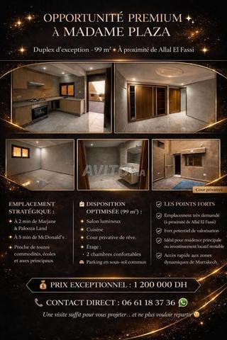 Duplex RDC 99m2 Madame Plaza près de Marjane