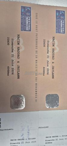 2 billets Mawazine NACIM HADDAD ET JAYLANN