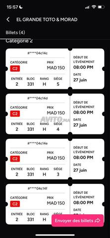 4 tickets cat 2 côte à côte