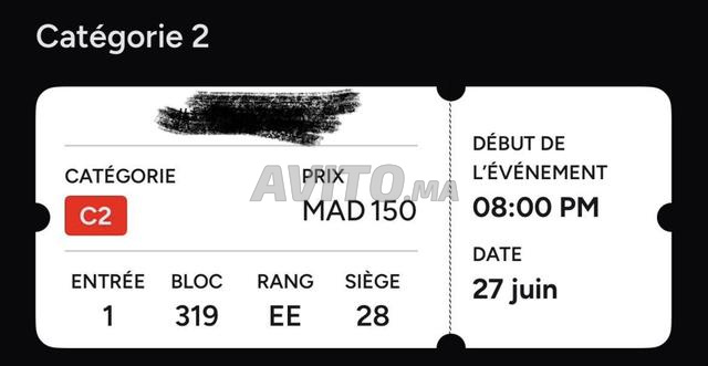ticket mawazine toto cat 2 place différente - 2