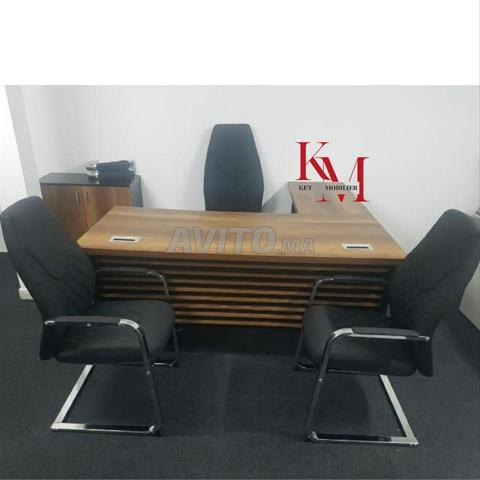 BUREAU BOIS MDF CHAISES SIMILI CUIR
