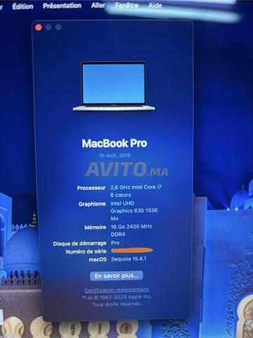 MacBook Pro 15 pouces 2018 - 2