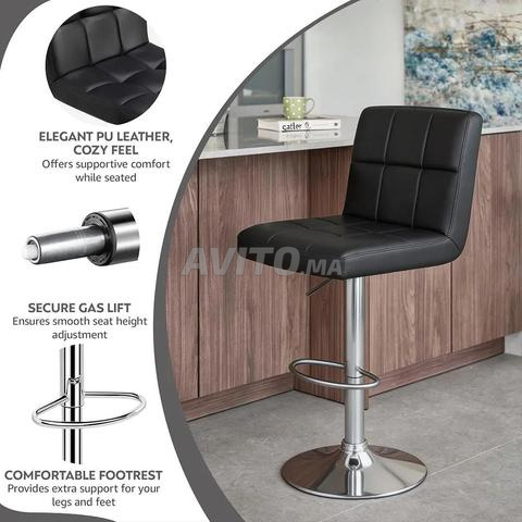 Chaise Tabouret en Similicuir Noir. - 2