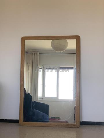 Grand miroir cadre en rotin