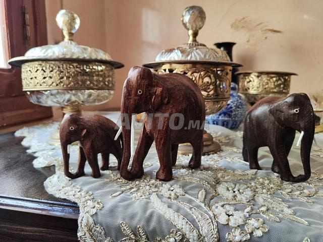 3 éléphants en bois décoration - 2