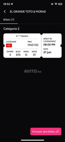 Ticket morad toto cat2 