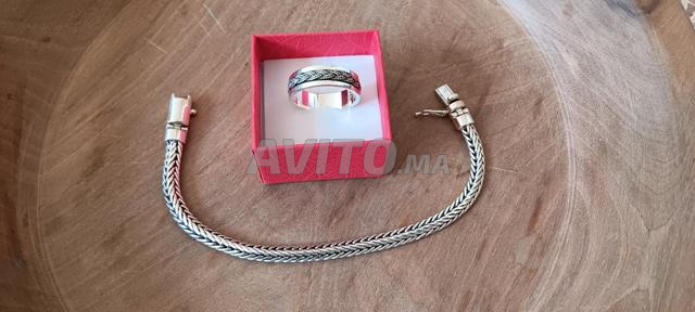 جنزير وخاتم فضة 925 بجودة عالية - 2