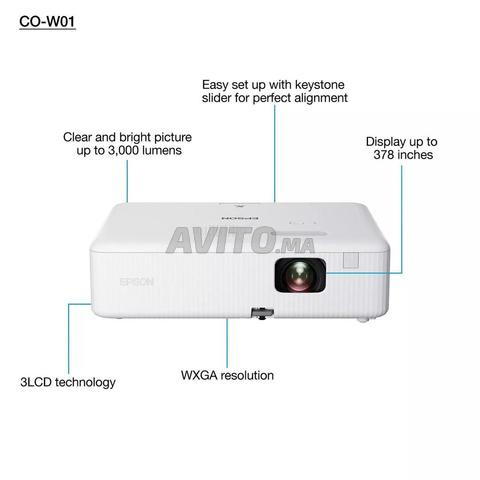 جهاز عرض فيديو EPSON CO-W01 WXGA بقوة 3000 لومن