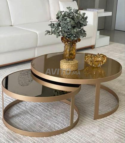 2 Pièce table basse gigogne en verre - 2