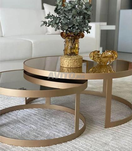 2 Pièce table basse gigogne en verre