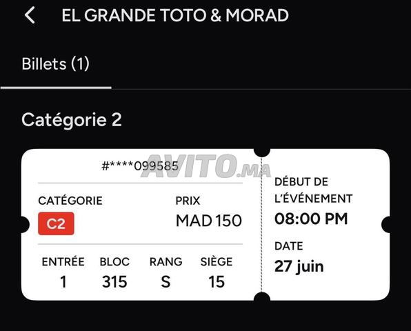 Billet concert TOTO et Morad - 2