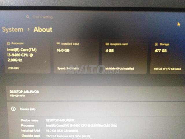 حاسوب لينوفو v530 مع i5 و gtx 1650 - 2