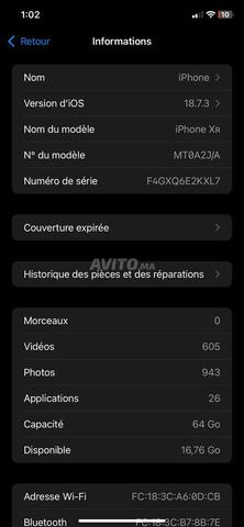 iPhone XR 64Go batterie 76% - 2