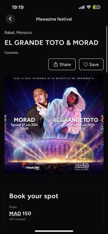 Tickets VIP Mawazine TOTO - 2