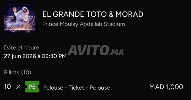 Billets El GRANDE TOTO & MORAD « PELOUSE » - 2