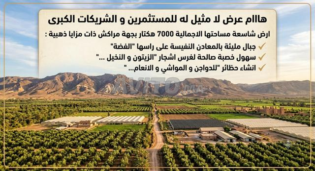 للبيع أرض مسجلة بمساحة 7000 هكتار بمنطقة مراكش