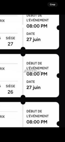 3 billets concert Toto morad côte à côte