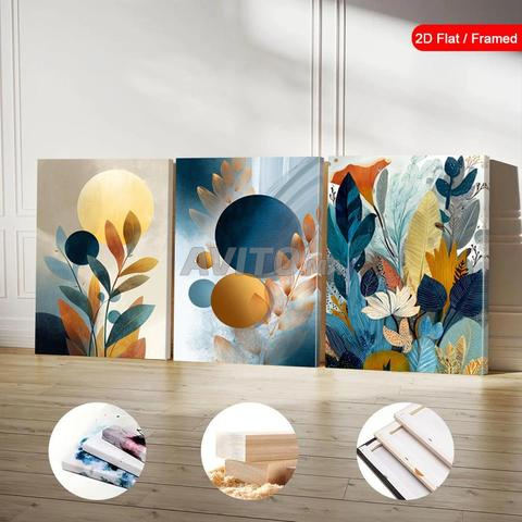 Tableau Mural 3 Pièces avec Cadre en Bois - 2