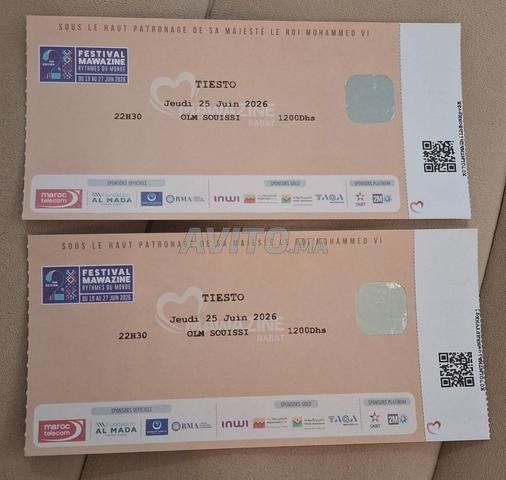2 billets tiesto à 600 Dh chacun