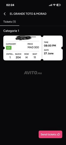 Ticket toto/morad 300 par ticket C1 - 2