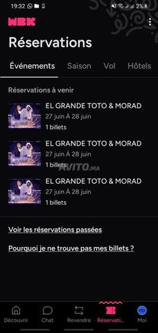 3 billets pelouse toto et morad - 2
