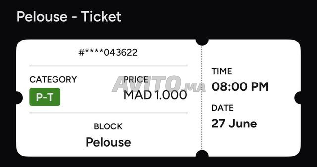 2 billets toto morad pelouse - 2