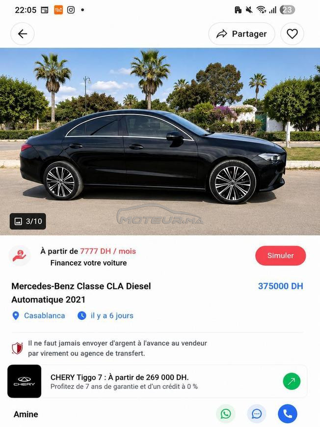 mercedes cla 220d première main a vendre bon prix