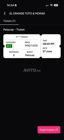 ticket morad pelouse mawazine 27/06