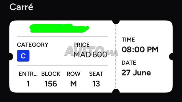 Ticket EGT Morad Carré - 2