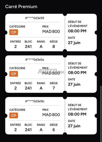 Tickets côte à côte à vendre - 2