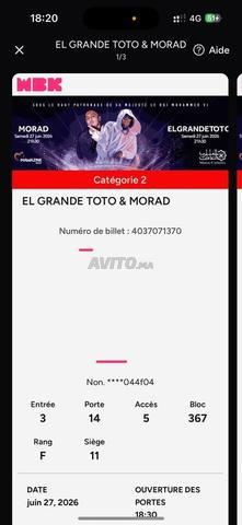 2 billets Toto et Morad - 2