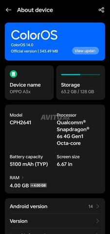 Oppo A3x 128Go 4Ram comme neuf - 2