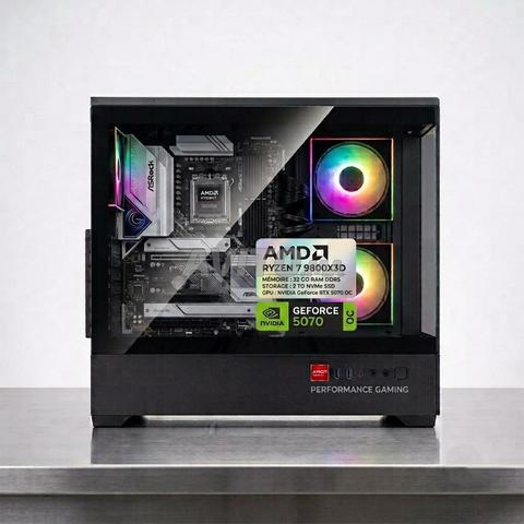 كمبيوتر ألعاب رايزن 7 9800X3D RTX 5070 12 جيجا GDDR7 فائق الأداء