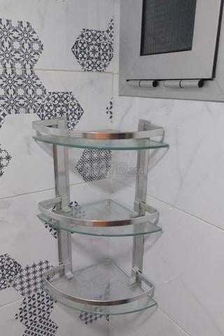 رف زاوية زجاجي وألومنيوم - 3 مستويات - 2