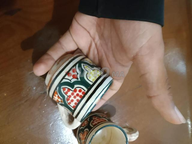 Deux verres en poterie marocaine authentique neufs - 40 DH - 2