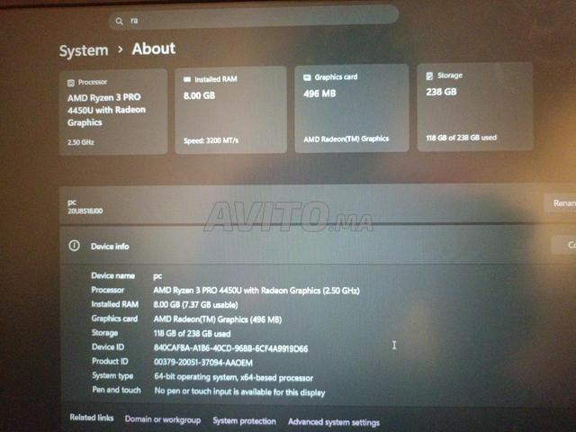Lenovo ThinkPad Ryzen 3 / 8Go / 256Go SSD