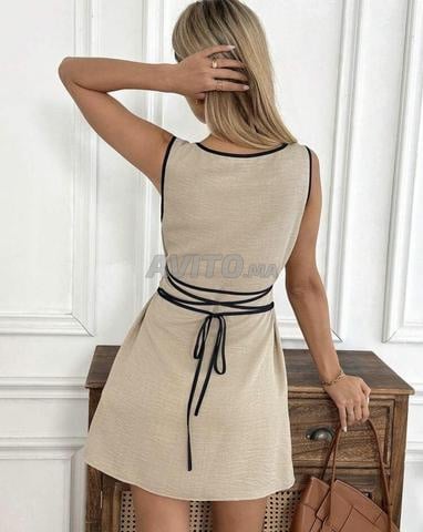 Robe mini chic noire et beige - élégante taille M - 2