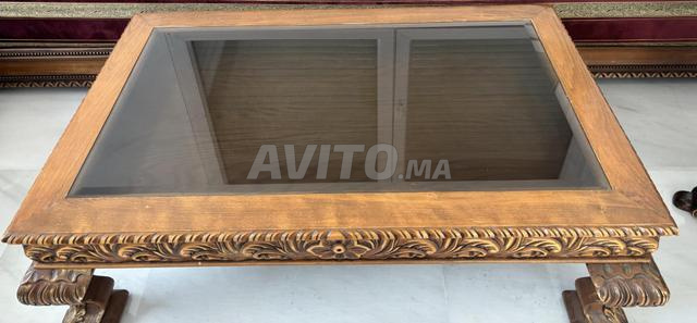 Table Basse Marocaine Traditionnelle en Bois Massif Sculpté - 2